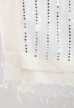 Thumbnail for Mominos Fashion Moeza Women's Orgenza Mirror Stripe Thread Work White Dupatta - Distacart