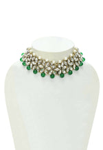 Thumbnail for Mominos Fashion Johar Kamal Gold-Plated Rani Haar with Green and Off white Pearls Jewellery Set - Distacart
