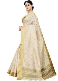 Thumbnail for Vamika Weaving Cream Cotton Polyester Silk Saree (Kerala Tikki)