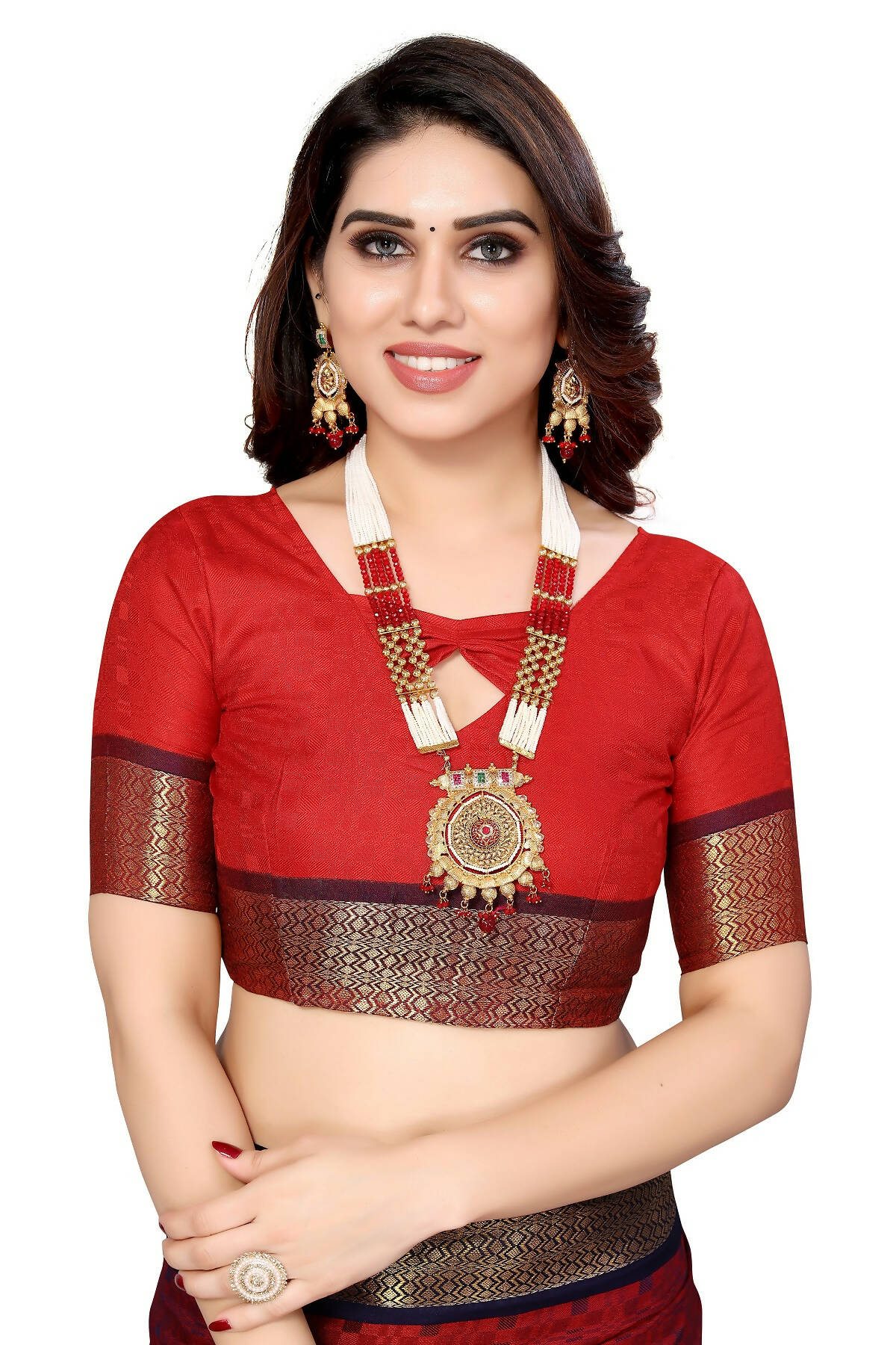 Vamika Weaving Maroon Cotton Silk Saree - Distacart