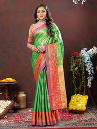 Thumbnail for Lorenvalley Fashion Navyblue Kanjivaram Silk Woven Design with Zari Weaving Saree - Distacart