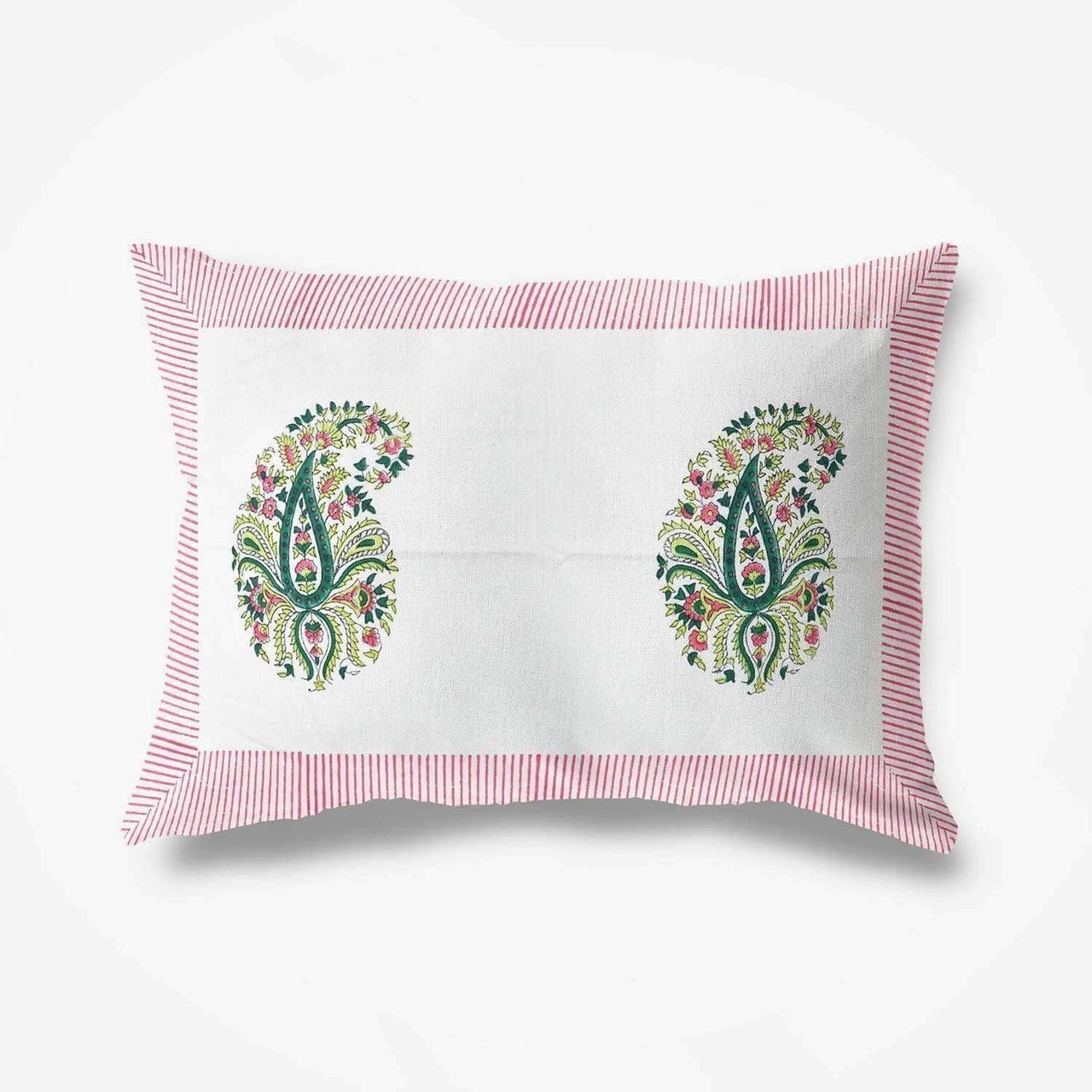 Paisley Hand Block Printed Double 90x108 Inches Bedspread with 2 Pillow Covers - Distacart