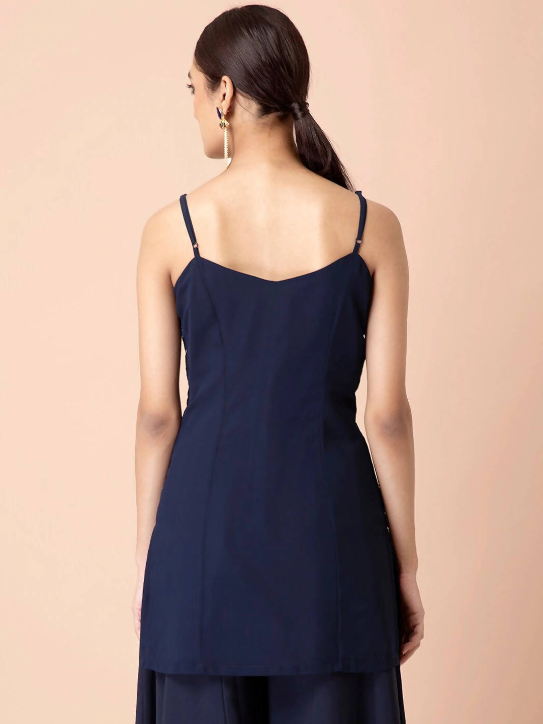 Indya Navy Blue Georgette Kurta - Distacart