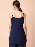 Thumbnail for Indya Navy Blue Georgette Kurta - Distacart