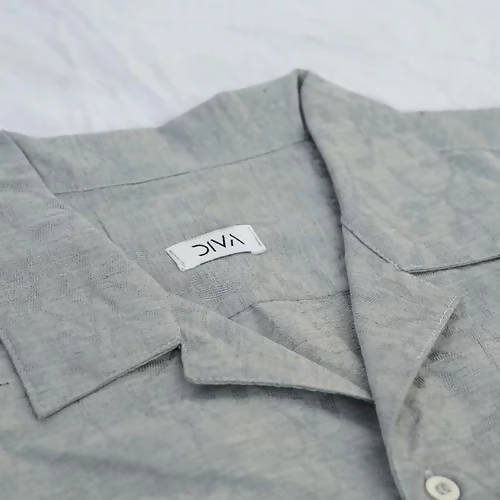 Diva Globe Grey Lapel Collar Shirt - Distacart