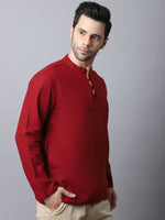 Thumbnail for Even Apparels Maroon Pure Cotton Men's Kurta With Band Collar - Distacart