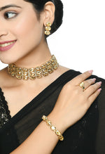 Thumbnail for Mominos Fashion Johar Kamal Gold-Plated Finish Stone Choker For Women (Golden) - Distacart