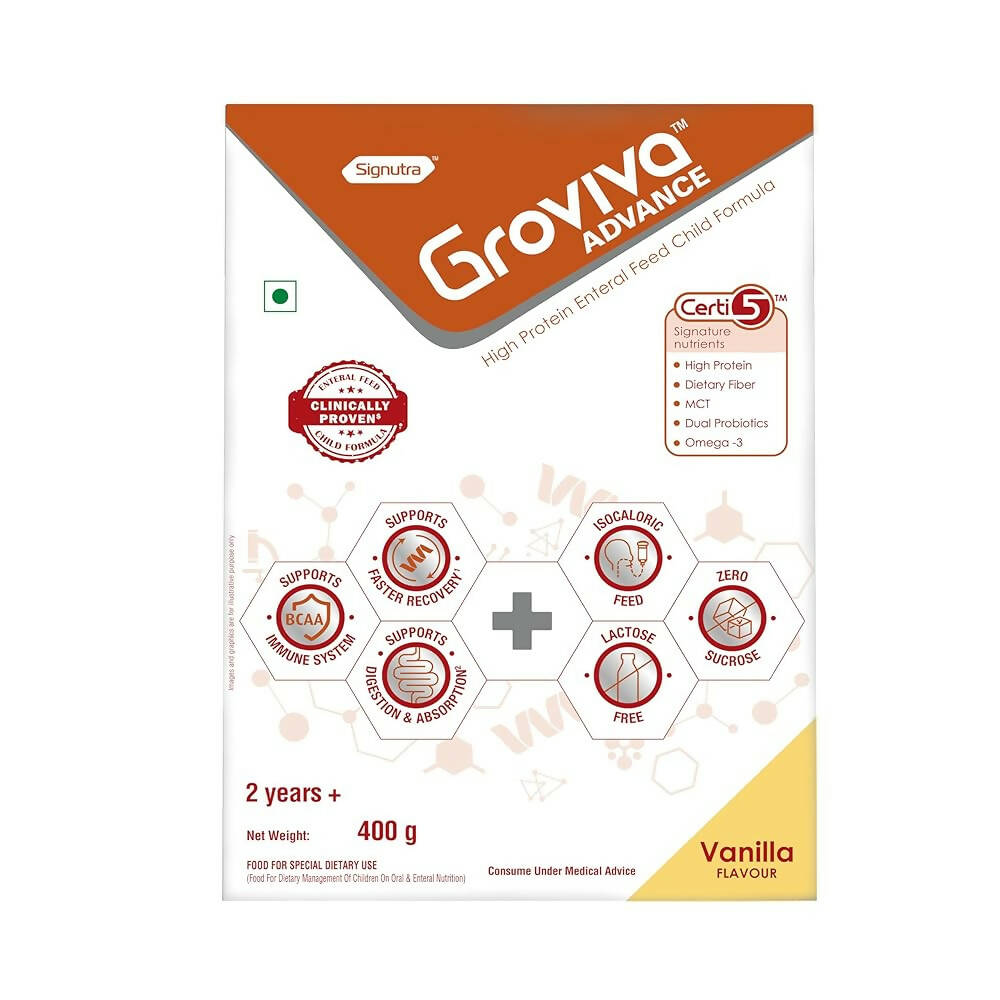 Groviva Advance High Protein Enteral Feed Child Formula Powder - Vanilla Flavor - Distacart