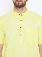 Thumbnail for Even Apparels Yellow Color Pure Cotton Men's Kurta With Band Collar - Distacart