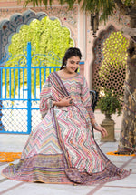 Thumbnail for Functional Designer Off White-Muliti Dola Silk Anarkali suit with Dupatta - Ramya - Distacart