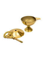 Thumbnail for Spillbox Gold-Toned Brass Om Closed Diya Pooja Essential - Distacart