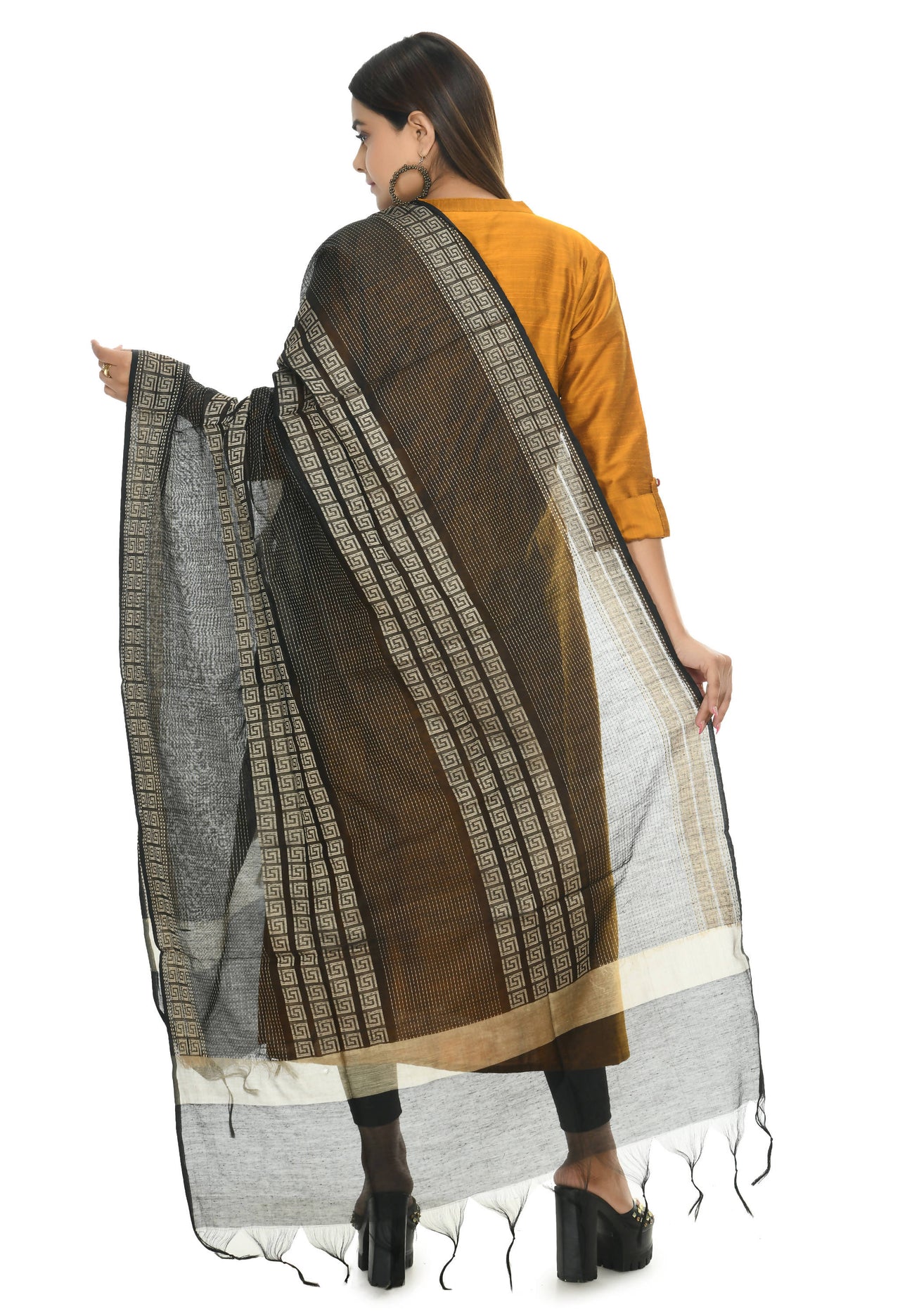 Mominos Fashion Moeza Handloom Cotton Black Dupatta For Women - Distacart