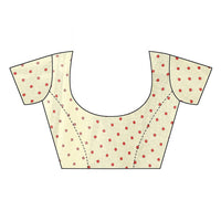 Thumbnail for Vamika Printed Jute Silk Cream Saree (Elisa Cream) blouse