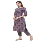 Thumbnail for Lagi Women's Mauve Printed Straight Kurta & Pant (MC39B)