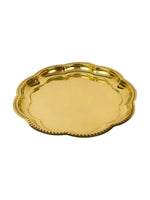 Thumbnail for Spillbox Gold-Toned Brass Zig Zag Round Thali Round Pooja Essential - Distacart