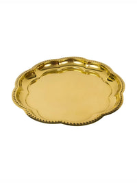 Thumbnail for Spillbox Gold-Toned Brass Zig Zag Round Thali Round Pooja Essential - Distacart