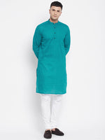 Thumbnail for Even Apparels Green Pure Cotton Men's Kurta With Band Collar - Distacart
