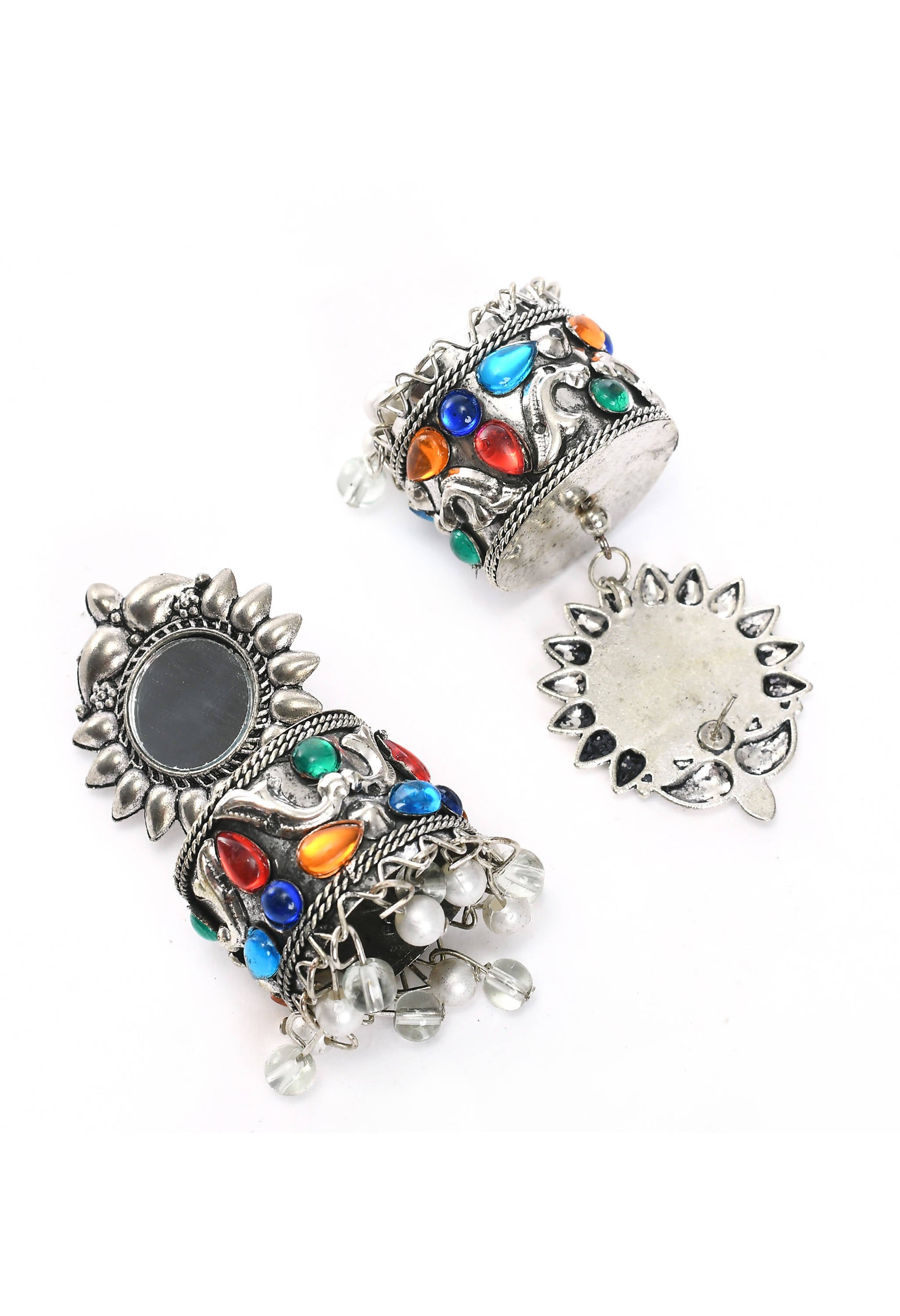 Mominos Fashion Johar Kamal Women Multi Kundan Oxidised Jhumkas - Distacart