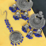 Thumbnail for Mominos Fashion Johar Kamal Silver Jhumkas With Maang Tikka Earrings - Distacart