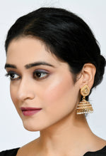 Thumbnail for Mominos Fashion Johar Kamal Leaf Design Jhumka With Stone & Pearl - Distacart