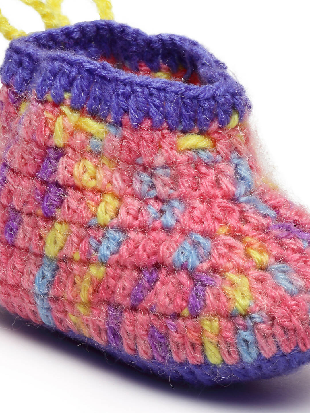 Chutput Kids Woollen Hand Knitted Self Desgin Detailed Booties - Purple - Distacart