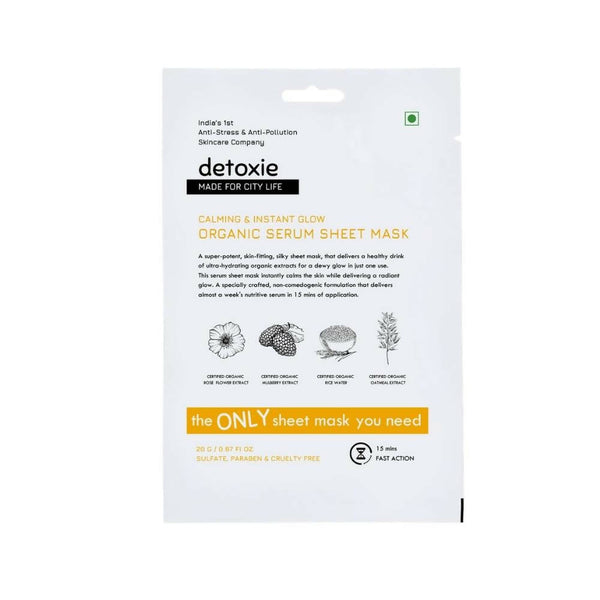 Detoxie Calming & Instant Glow Organic Serum Sheet Mask - Distacart
