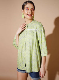Thumbnail for Myshka Women Green Ethnic Motifs Tops - Distacart