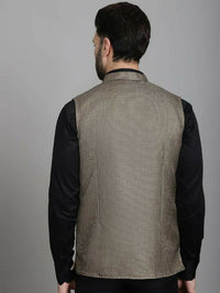 Thumbnail for Even Apparels Nehru Jacket With Welt Pockets - Beige - Distacart
