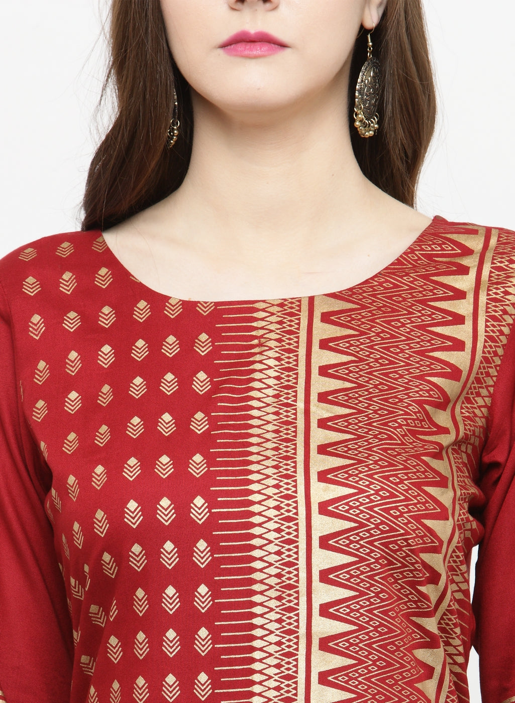 Varanga Women Maroon Printed Straight Kurta - Distacart