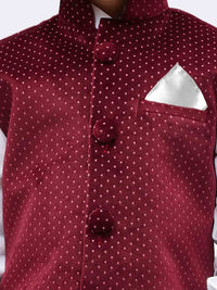 Thumbnail for Vastramay Polka Dot Digital Print Pure Velvet Modi/Nehru Jacket For Boys - Distacart