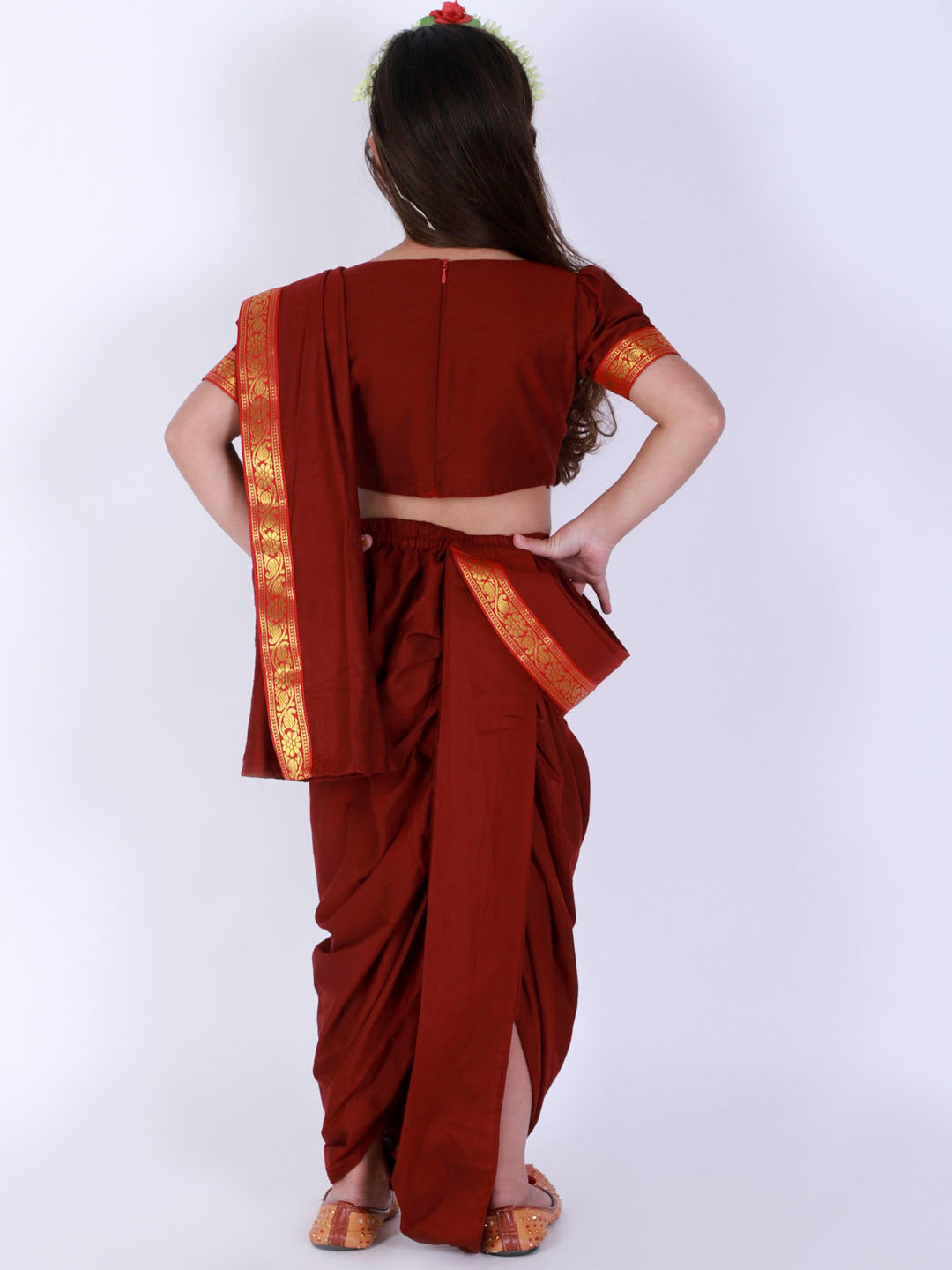 Vastramay Banarasi Border Viscose Ready To Wear Dhoti Saree With Blouse For Girls - Distacart