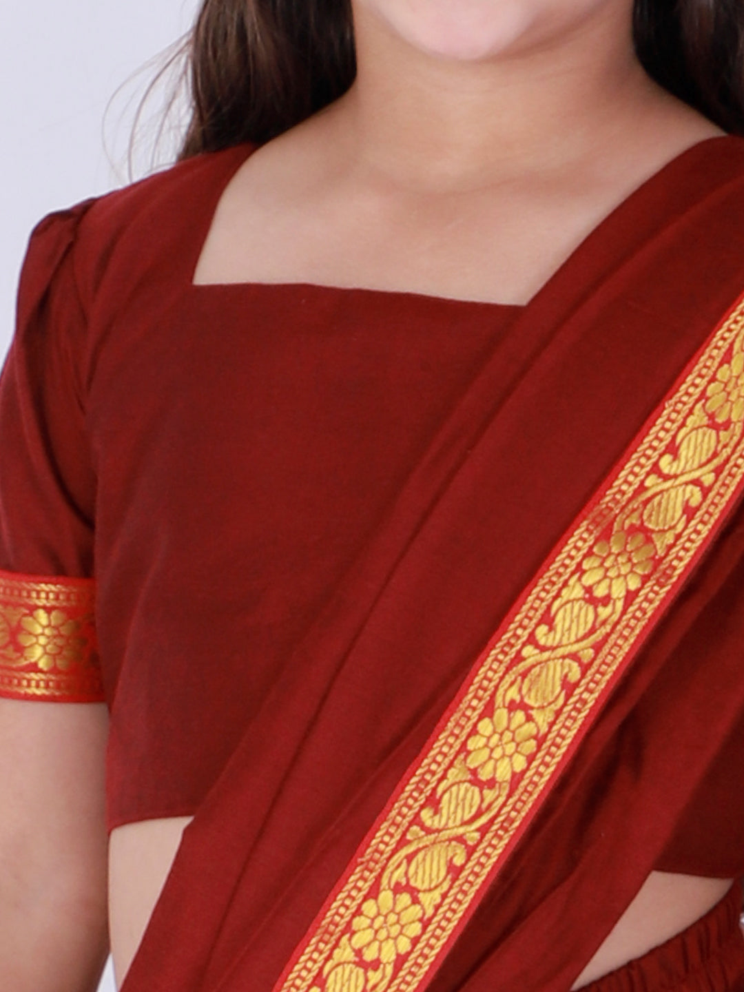 Vastramay Banarasi Border Viscose Ready To Wear Dhoti Saree With Blouse For Girls - Distacart