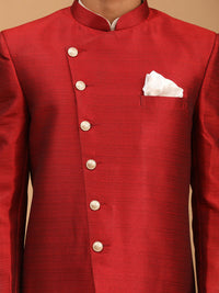Thumbnail for Vastramay Men's Cream And Maroon Viscose Ethnic Combo Set - Distacart