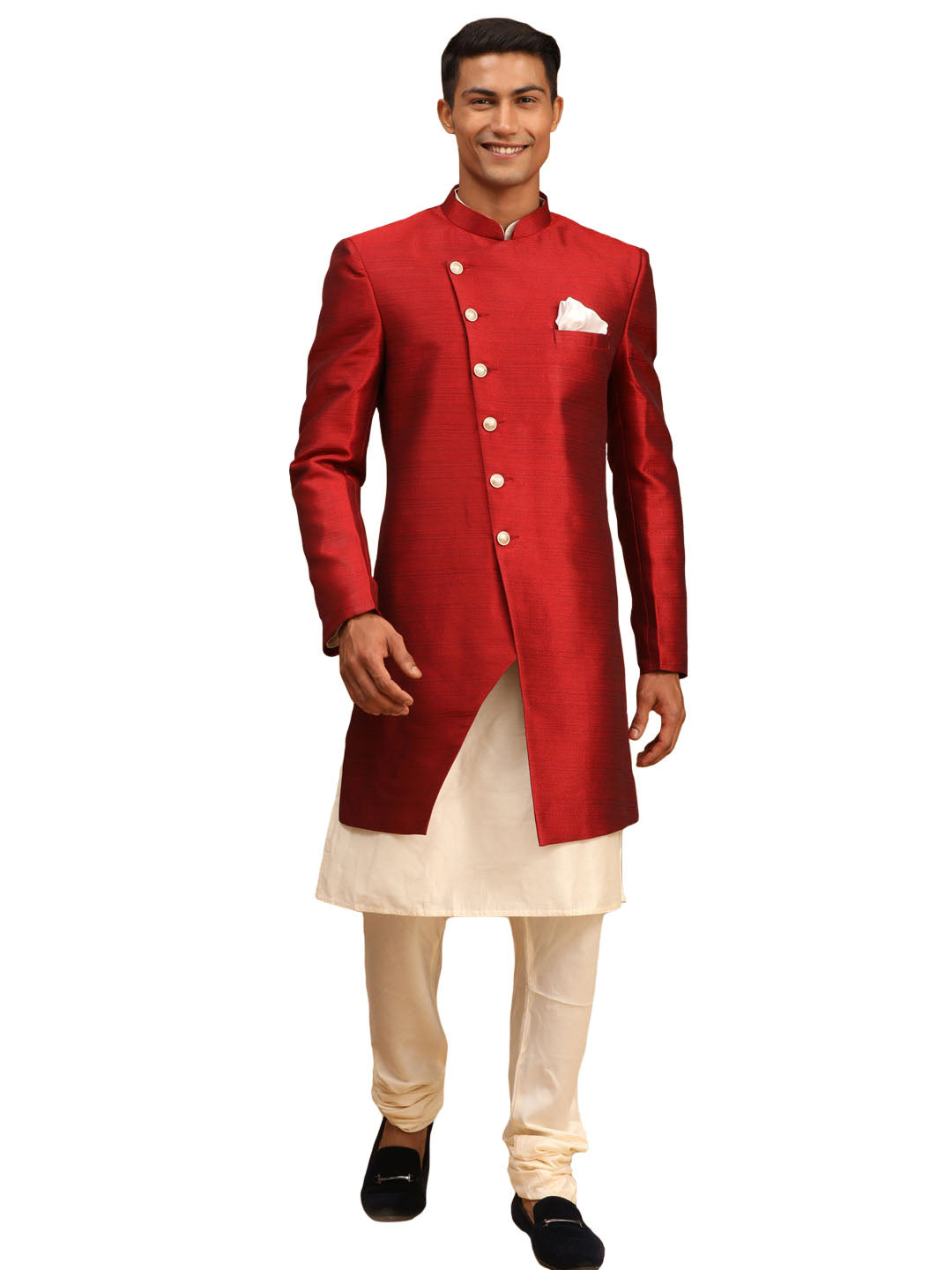 Vastramay Men's Cream And Maroon Viscose Ethnic Combo Set - Distacart