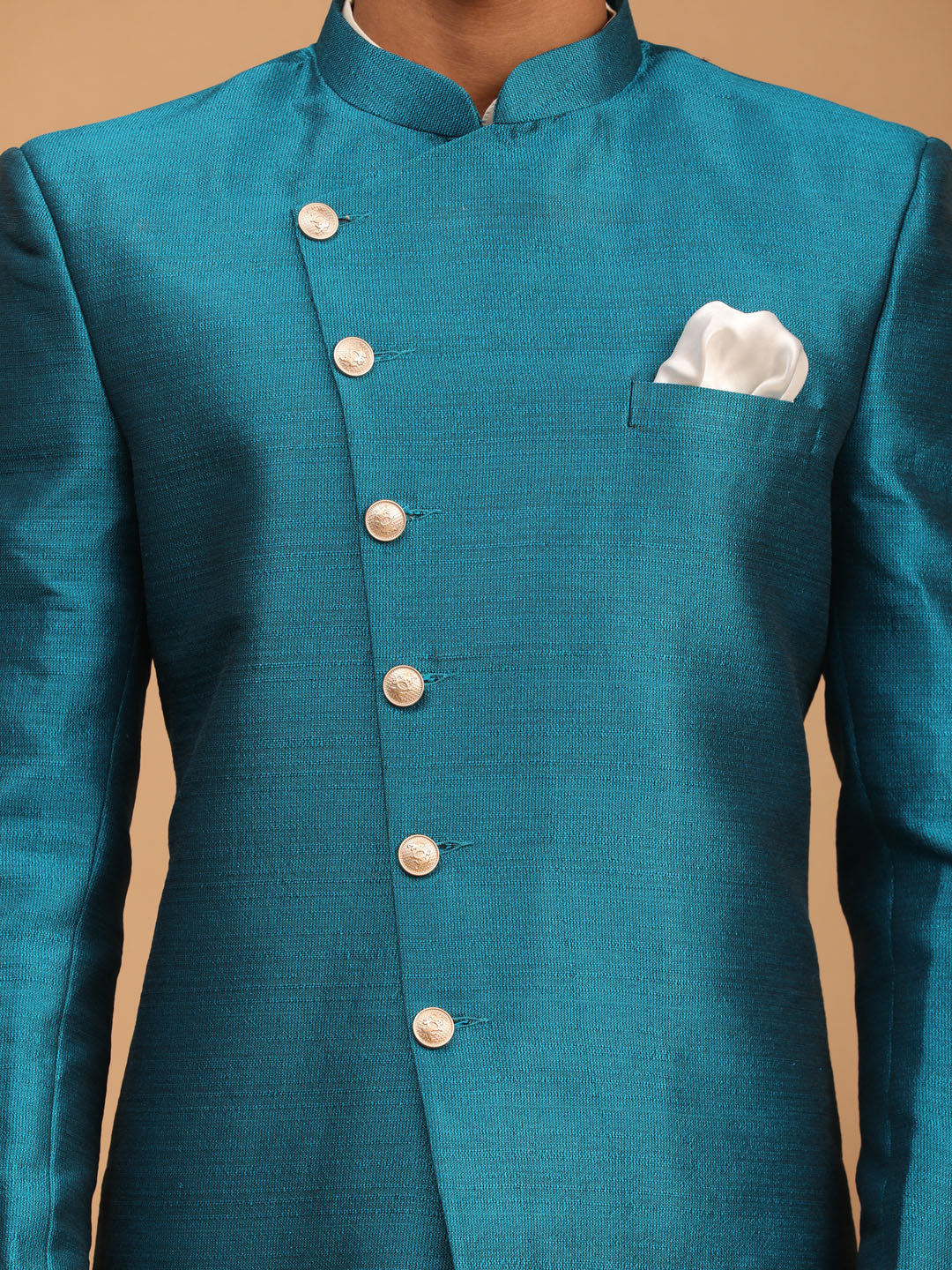 Vastramay Men's Cream And Green Viscose Ethnic Combo Set - Distacart