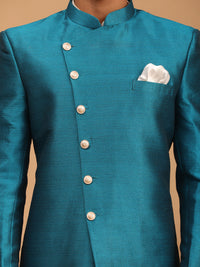 Thumbnail for Vastramay Men's Cream And Green Viscose Ethnic Combo Set - Distacart