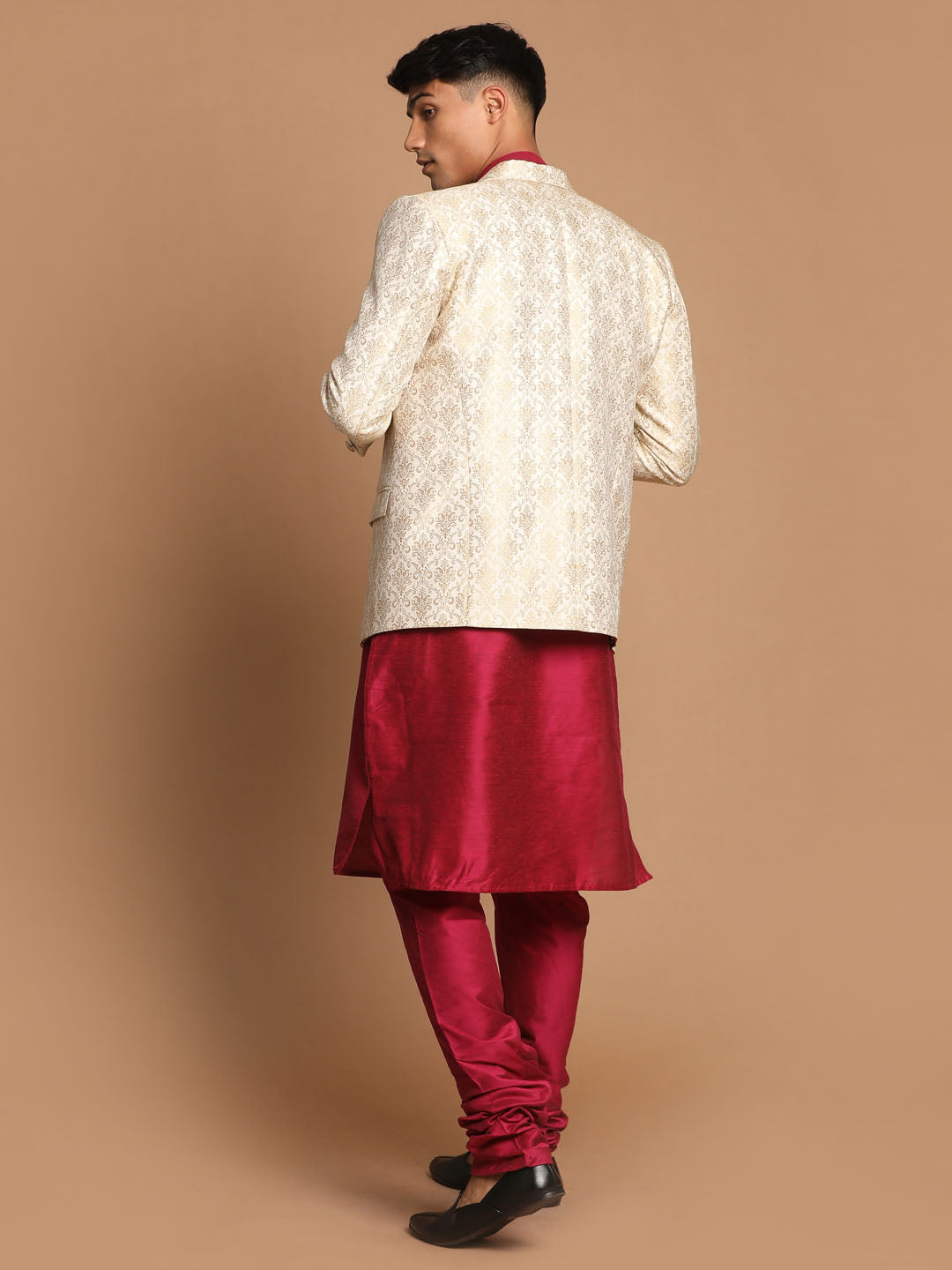 Vastramay Men's Pink And Gold Poly Viscose Ethnic Combo Set - Distacart
