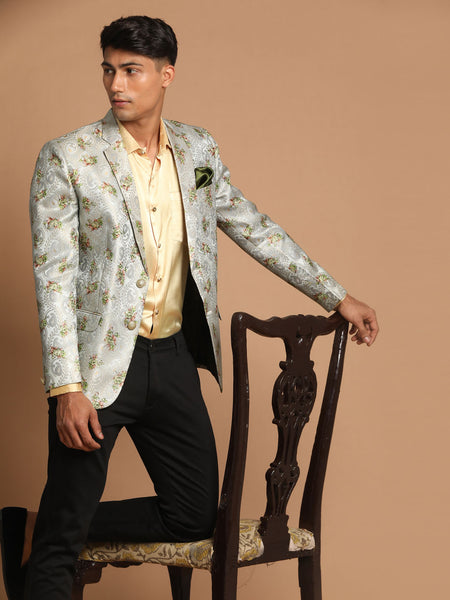 Vastramay Men's Green Jaquared Blazer - Distacart