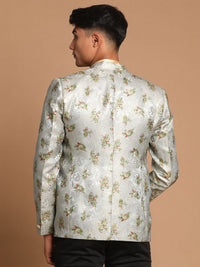 Thumbnail for Vastramay Men's Green Jaquared Blazer - Distacart