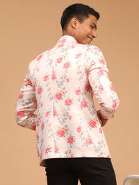 Thumbnail for Vastramay Men's Peach Printed Satin Twill Blazer - Distacart