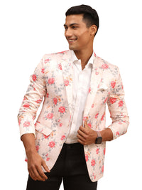 Thumbnail for Vastramay Men's Peach Printed Satin Twill Blazer - Distacart