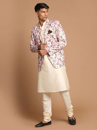Thumbnail for Vastramay Men's Pink And Cream Viscose Ethnic Combo Set - Distacart