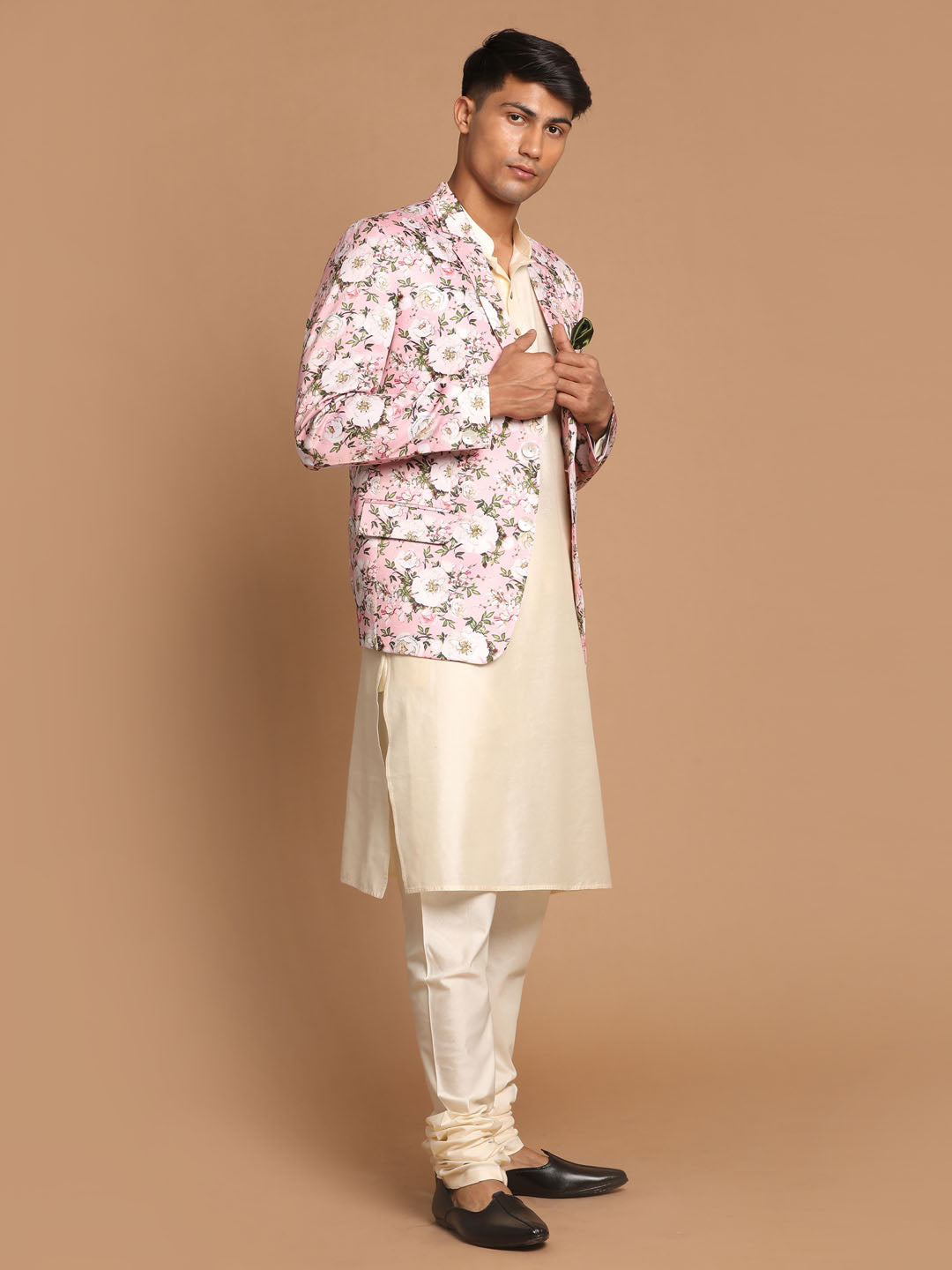 Vastramay Men's Pink And Cream Viscose Ethnic Combo Set - Distacart
