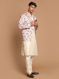 Thumbnail for Vastramay Men's Pink And Cream Viscose Ethnic Combo Set - Distacart