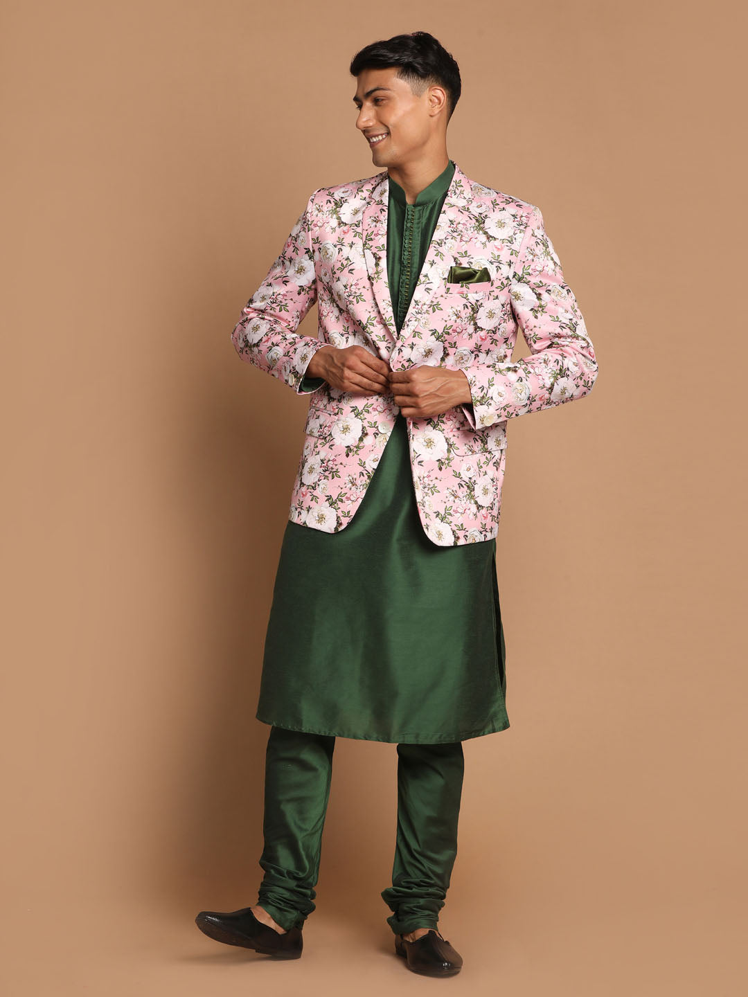 Vastramay Men's Green Poly Viscose Ethnic Combo Set - Distacart