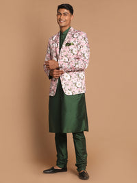 Thumbnail for Vastramay Men's Green Poly Viscose Ethnic Combo Set - Distacart