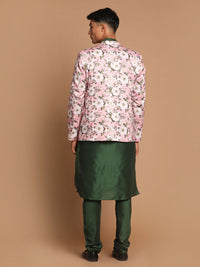 Thumbnail for Vastramay Men's Green Poly Viscose Ethnic Combo Set - Distacart