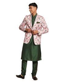 Thumbnail for Vastramay Men's Green Poly Viscose Ethnic Combo Set - Distacart
