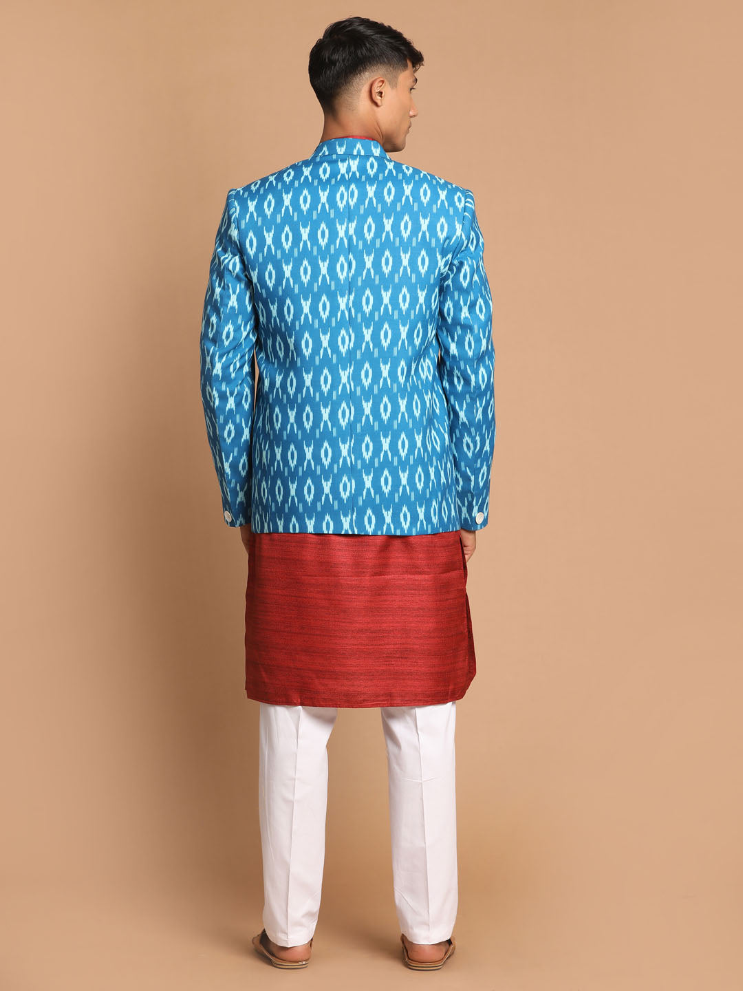 Vastramay Men's Maroon And White Cotton Blend Ethnic Combo Set - Distacart