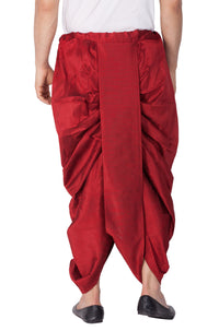 Thumbnail for VM by Vastramay Men's Maroon Silk Blend Dhoti - Distacart